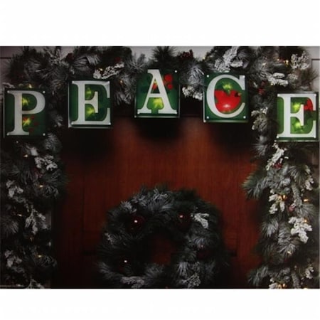 Northlight Seasonal Northlight Seasonal 31728955 Green Shimmering PEACE Christmas Light Garland with 0 Clear Mini Lights - White Wire 31728955